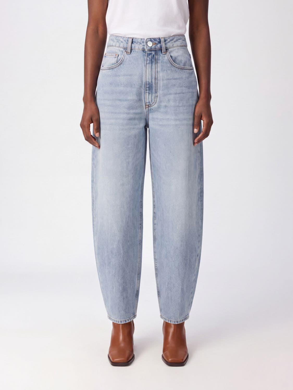 Rohe High-Waisted Baggy Jeans in Cotton Denim with 5-Pocket Design