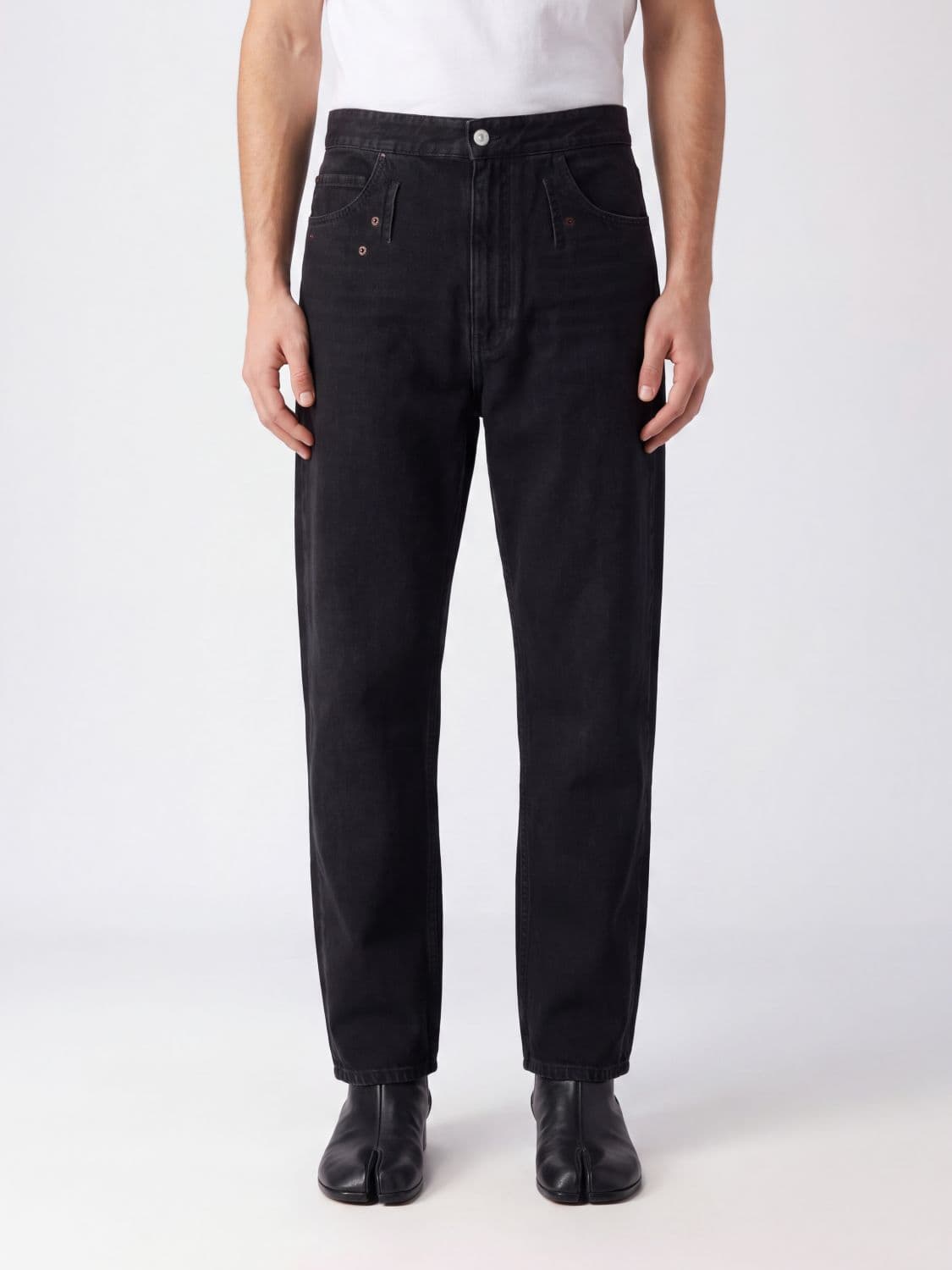 Mm6 Maison Margiela Mid-Rise Straight-Fit Denim Jeans with Logo Stitching