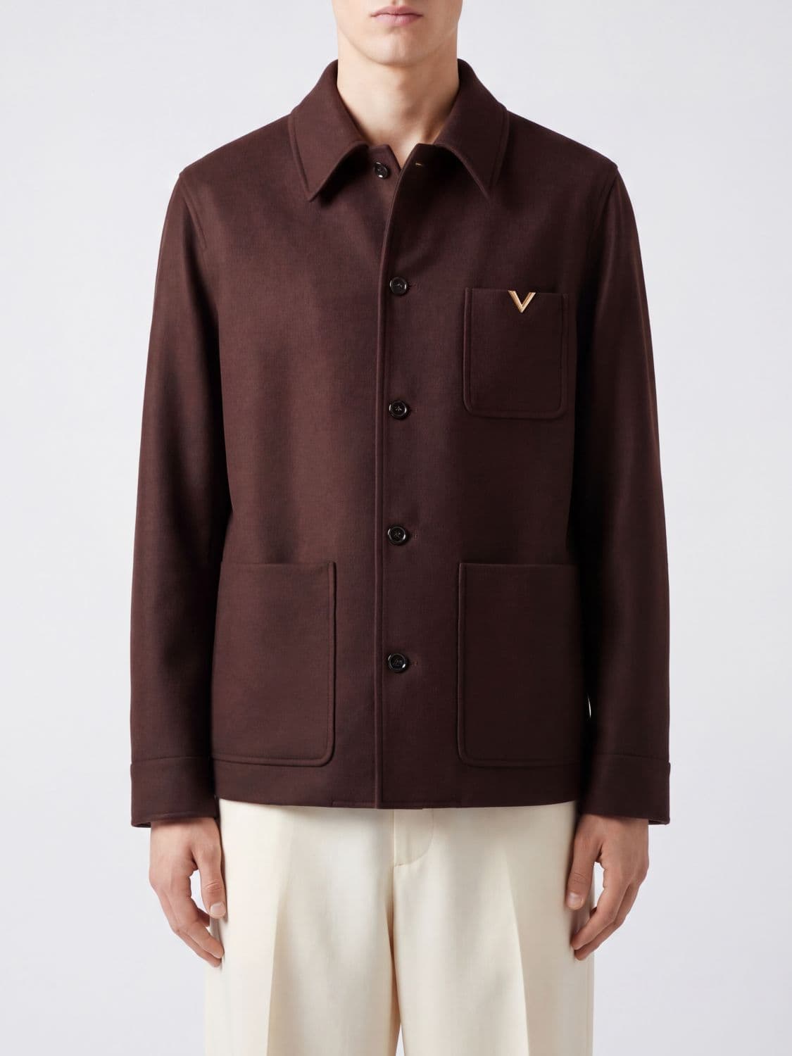 Valentino Garavani Virgin Wool Shirt Jacket with VLogo Signature