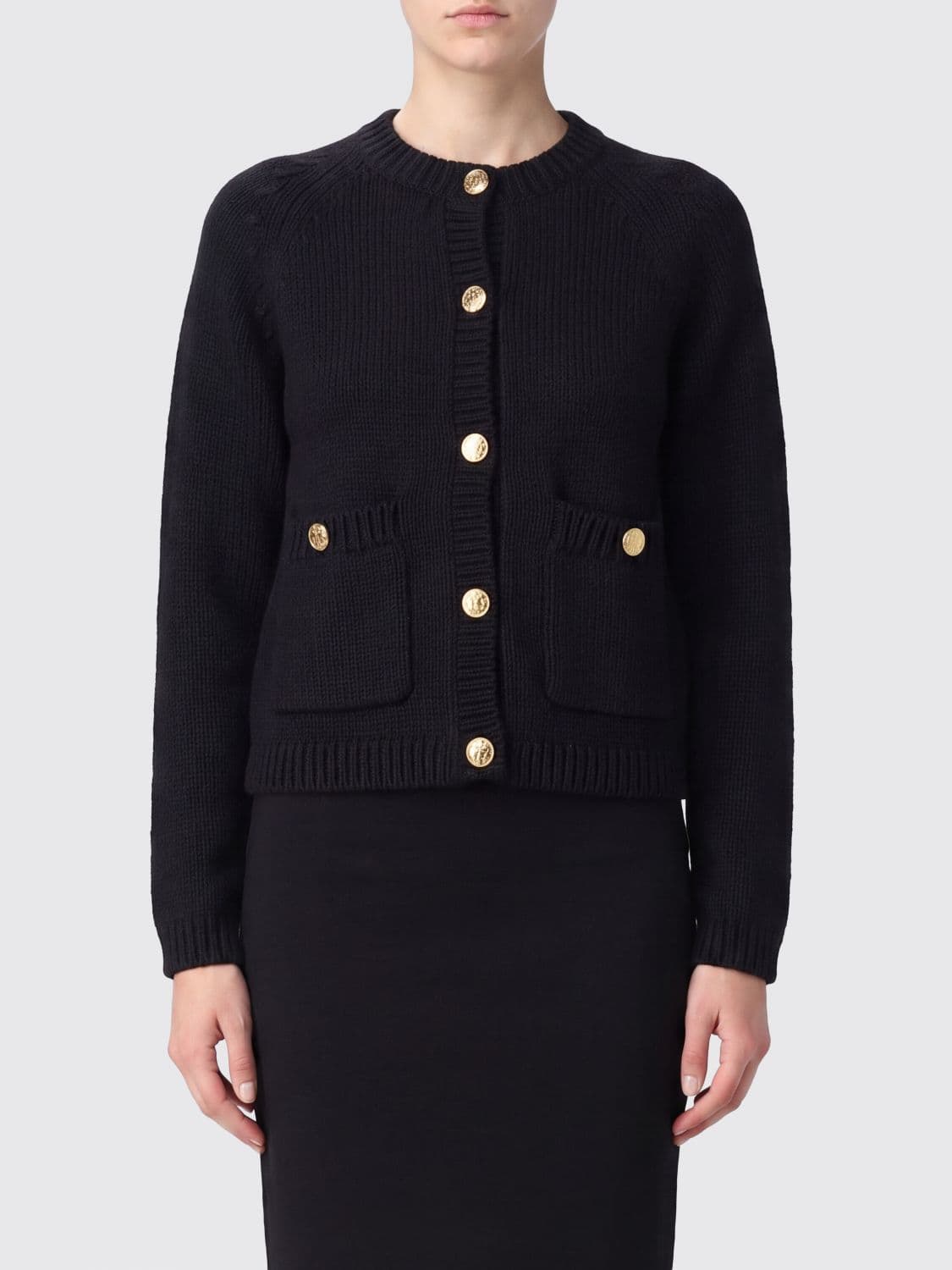 Toteme Cotton Crewneck Jumper with Buttoned Patch Pockets