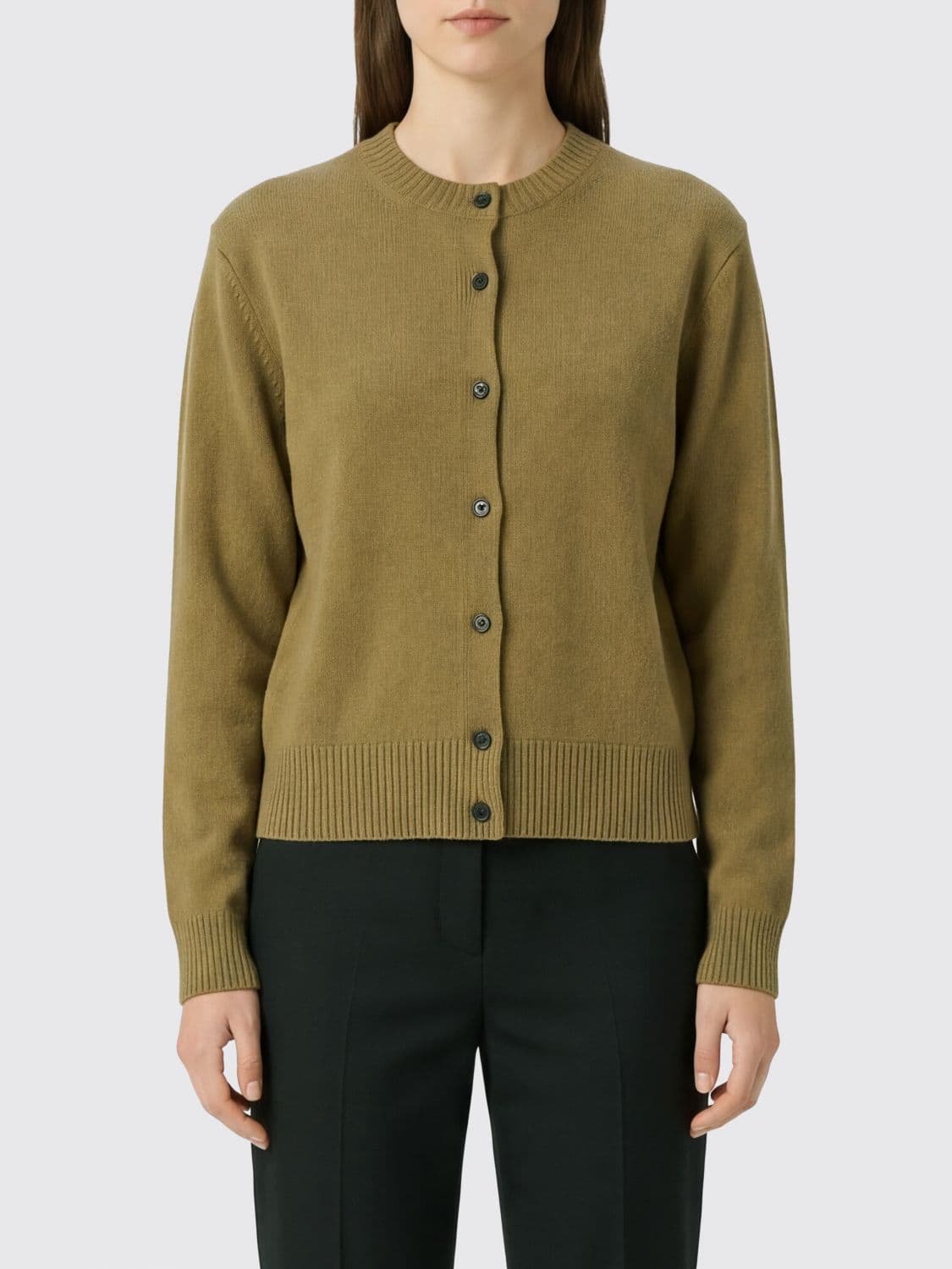 Rohe Wool and Cashmere Blend Crewneck Cardigan with Button Closure