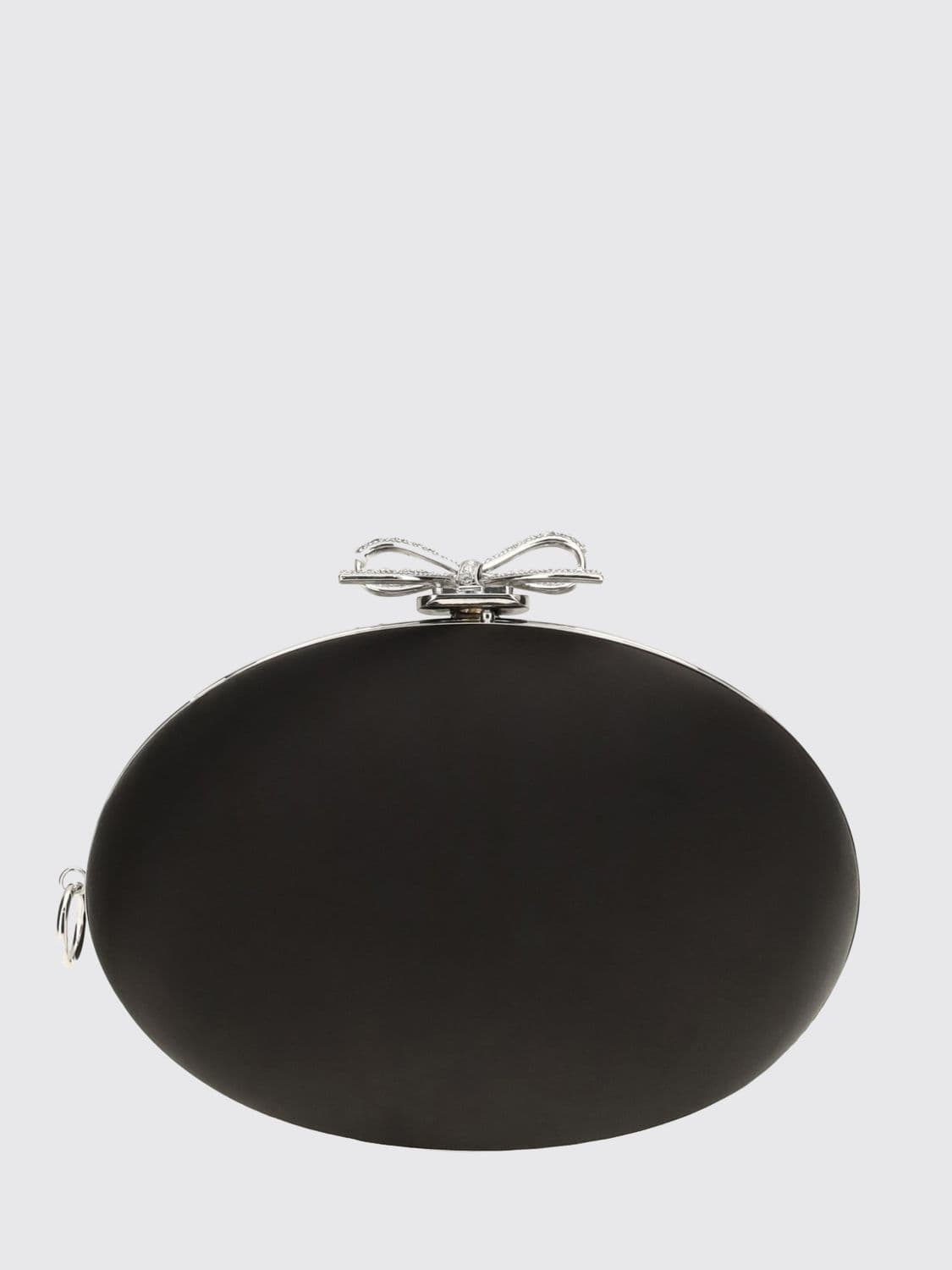 Self-Portrait Satin Mini Handbag with Rhinestones and Metallic Mesh Handle