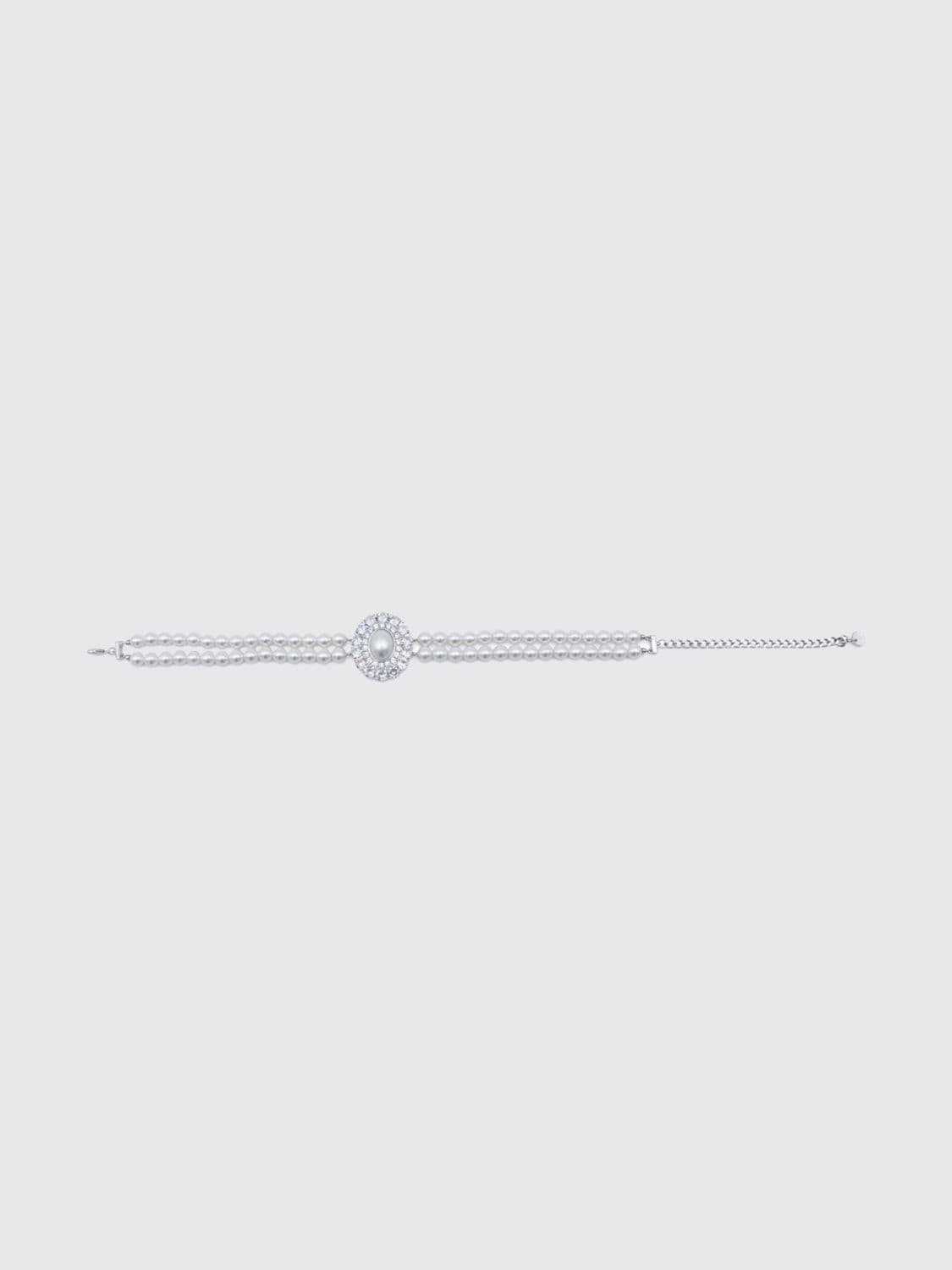 Self-Portrait Choker Necklace with Synthetic Pearls and Set Crystals