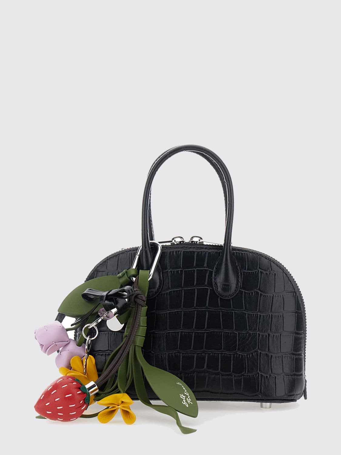 Self-Portrait Croc-Effect Leather Mini Handbag with Charm and Double Handle
