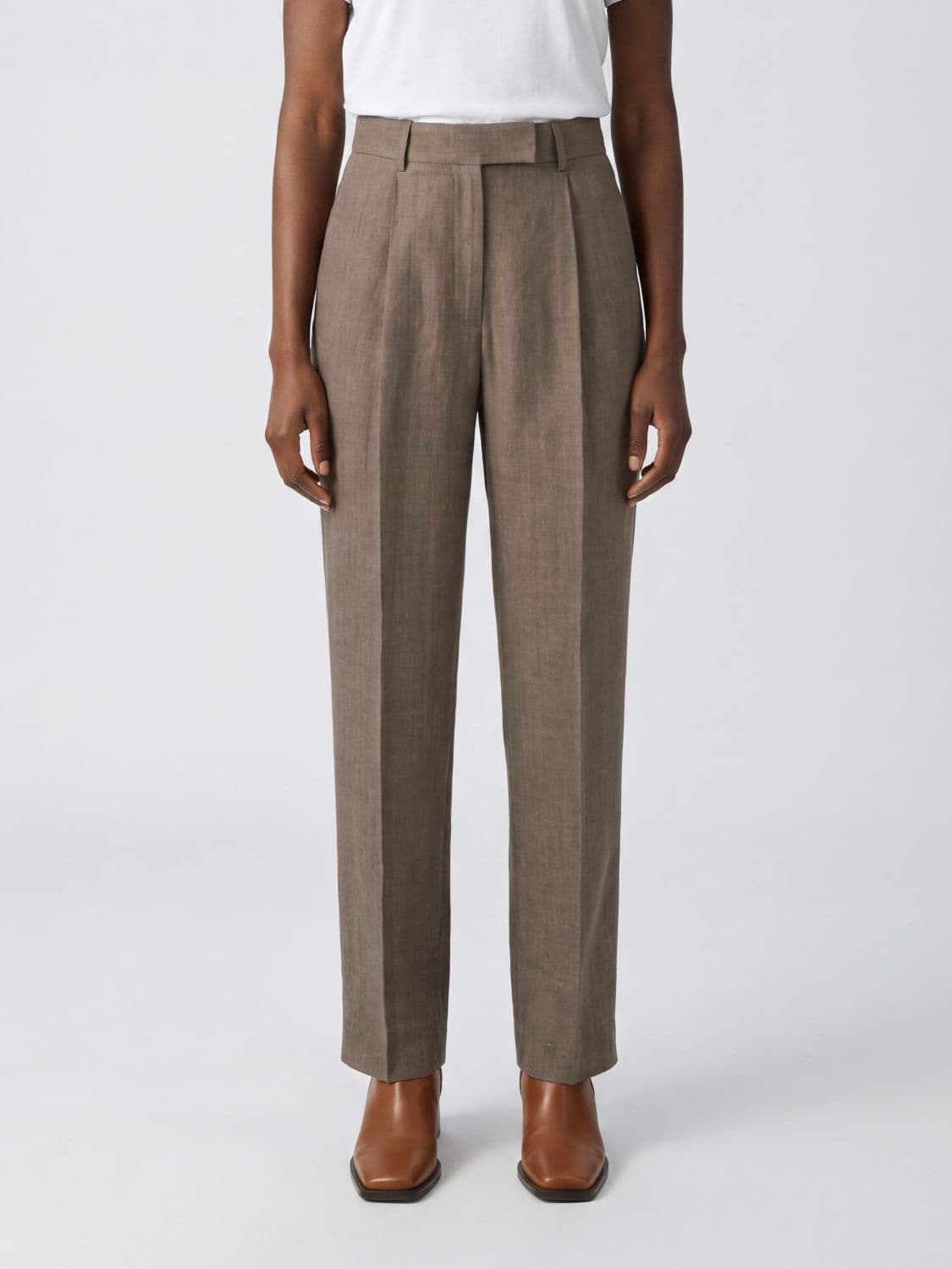 Rohe High-Waisted Straight Trousers in Wool and Silk Blend with Pleats