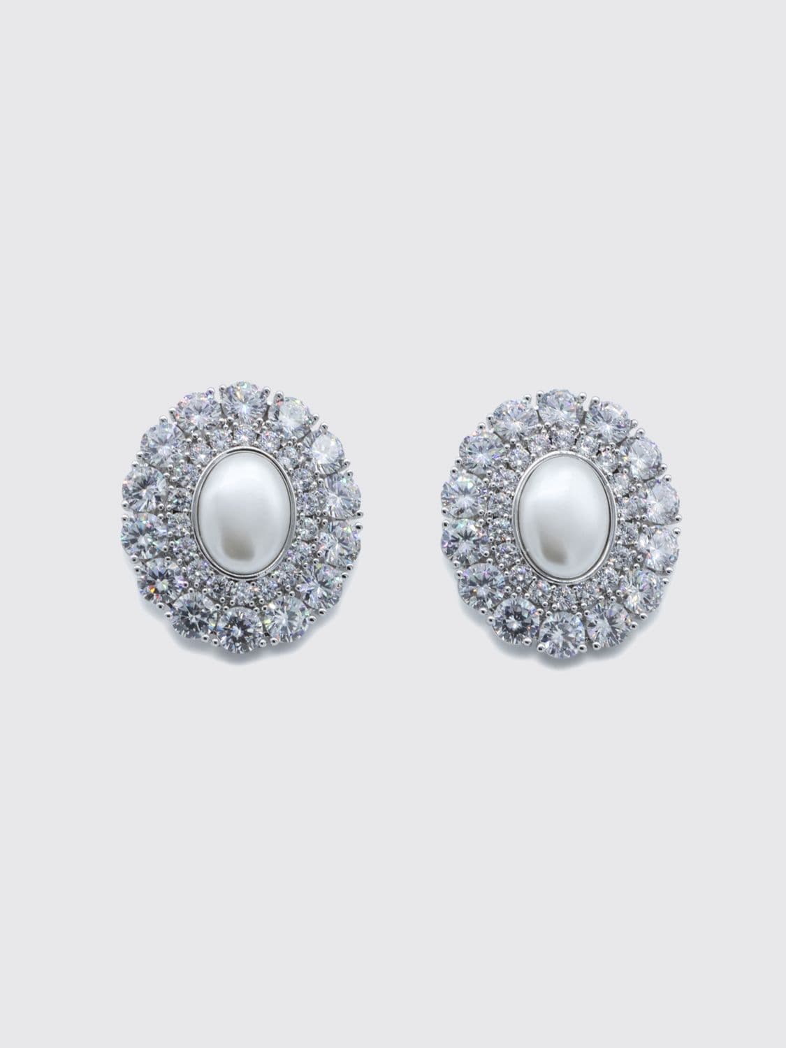 Self-Portrait Oval Dangle Earrings with Synthetic Pearls and Crystals
