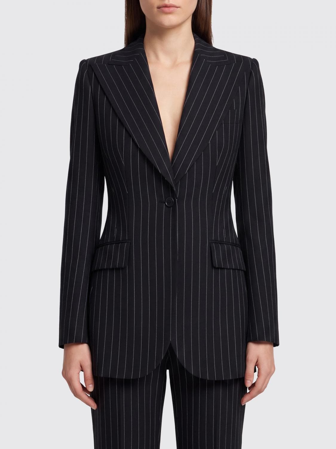 Dolce & Gabbana Pinstripe Virgin Wool One-Button Slim Fit Blazer