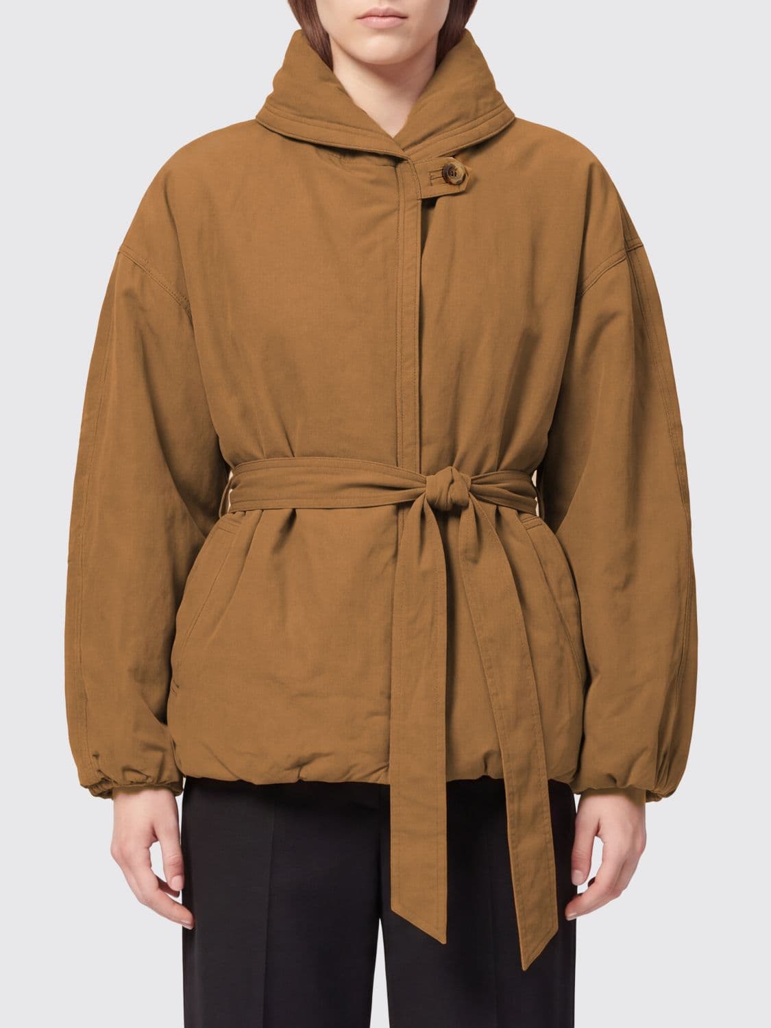 Isabel Marant Volinda Padded Jacket with Shawl Collar and Waist Belt
