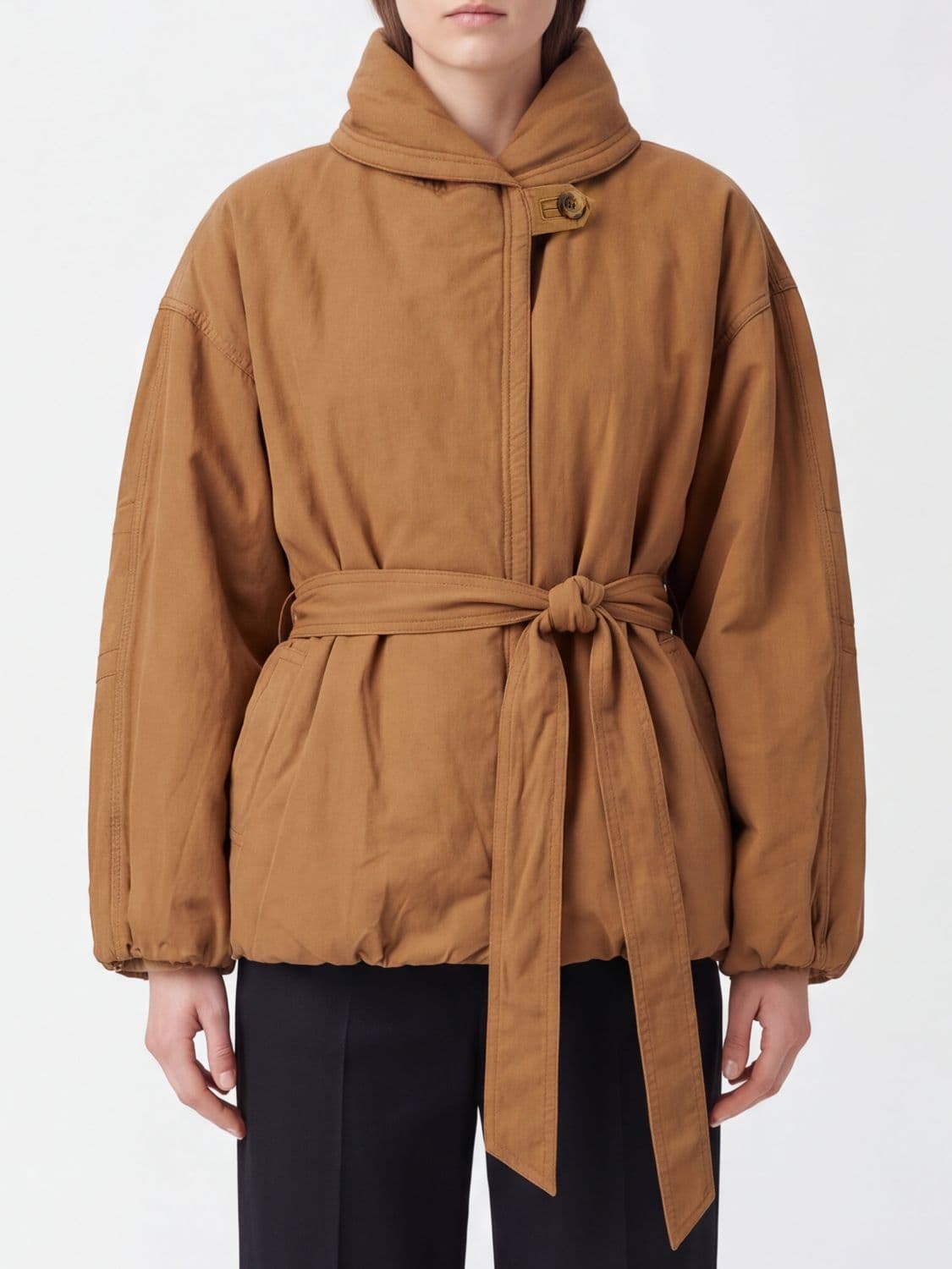 Isabel Marant Volinda Padded Jacket with Shawl Collar and Waist Belt