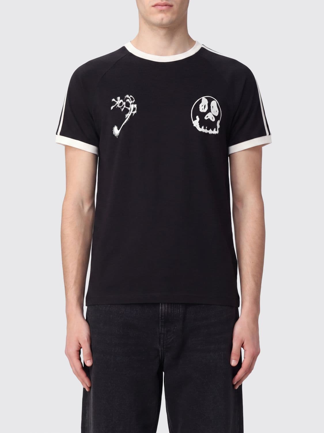 Y-3 Short-Sleeved Cotton T-shirt with Skull Graphic Print and Contrast Logo