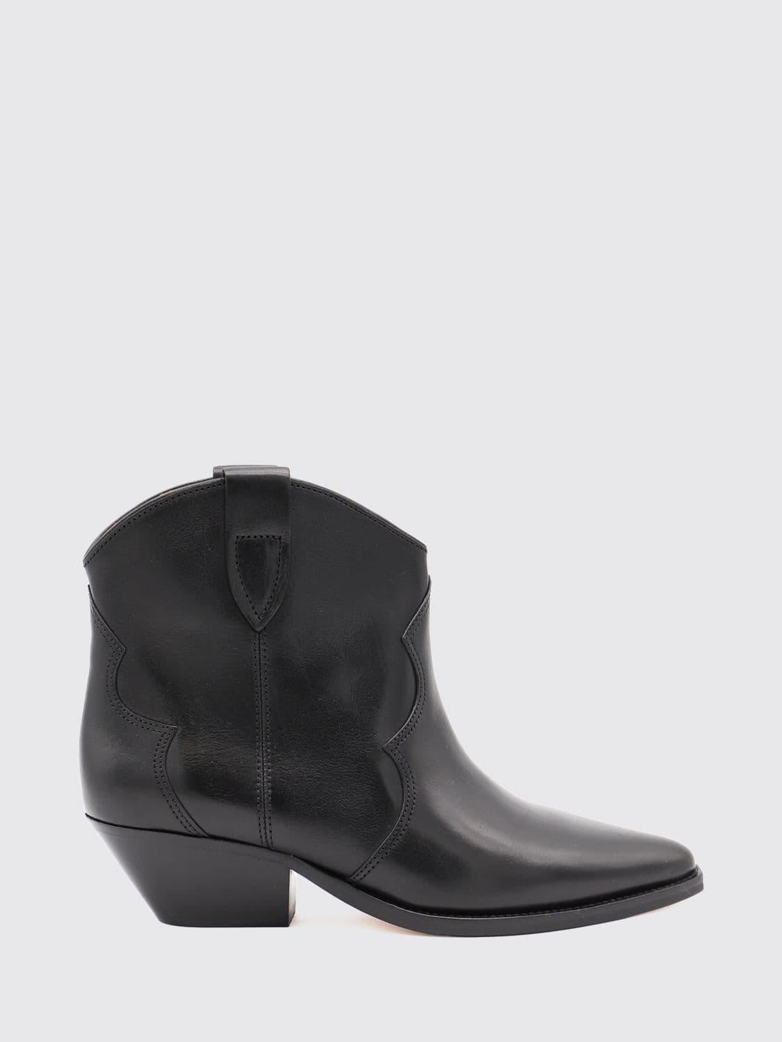 Isabel Marant Smooth Leather Cowboy Ankle Boots with Flared Heel