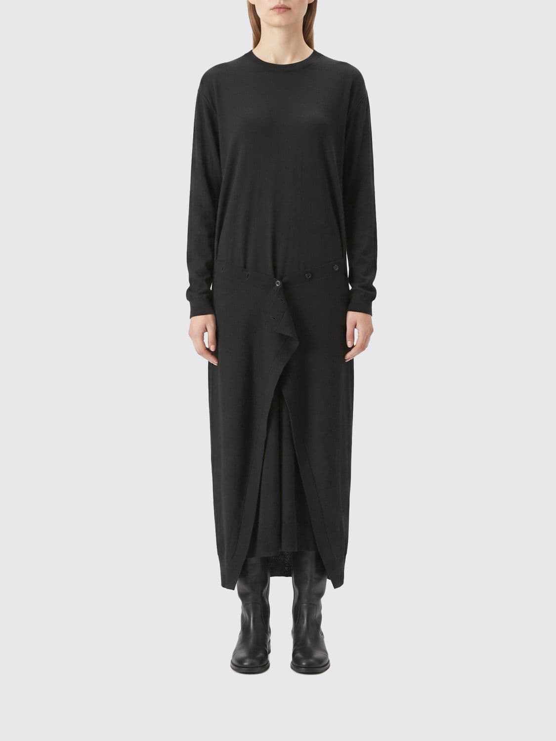 Lemaire Asymmetrical Knit Midi Dress with Dropped Shoulders