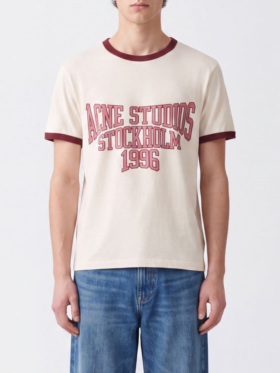 Acne Studios Short-Sleeved Contrast Logo Print Cotton T-Shirt