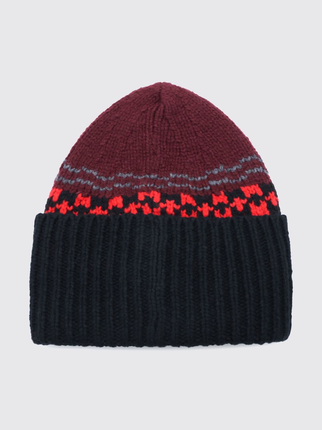 Marni Pure Wool Beanie Hat with Inlaid Logo and Cuff