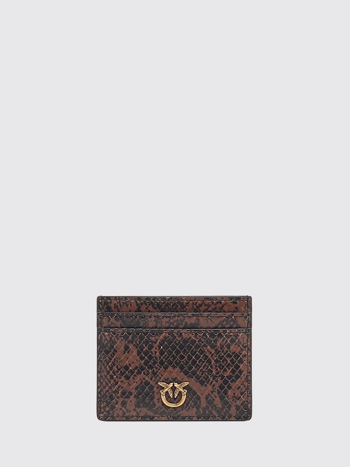 Pinko Python Print Suede Card Holder with Love Birds Logo · OS