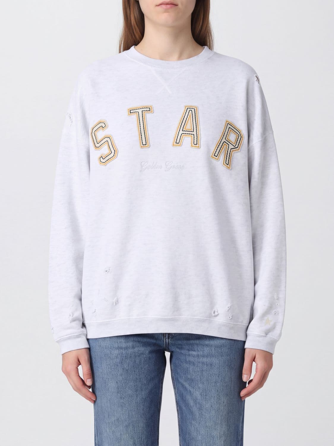 Golden Goose Oversized Cotton Sweatshirt with Contrast Logo and Dropped Shoulders