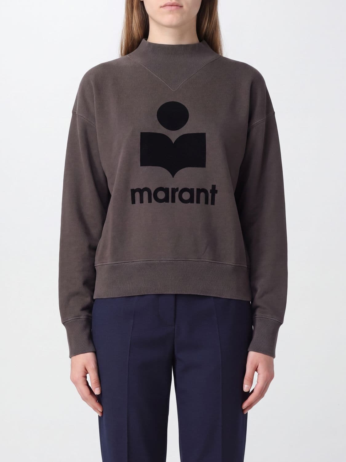 Isabel Marant Etoile Flocked Logo Cotton-Blend Crewneck Sweatshirt