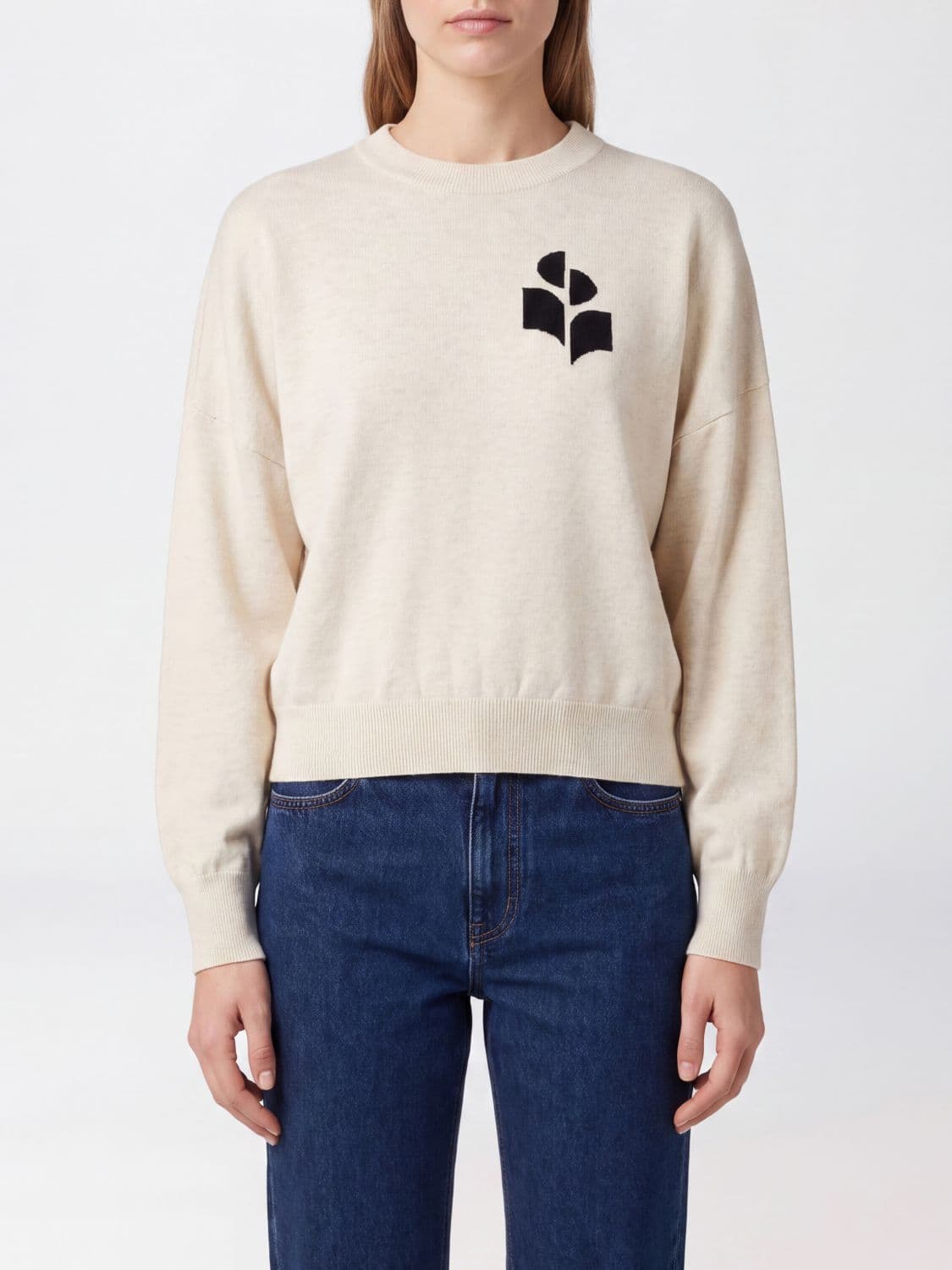 Isabel Marant Etoile Contrast Logo Cotton and Wool Crewneck Jumper