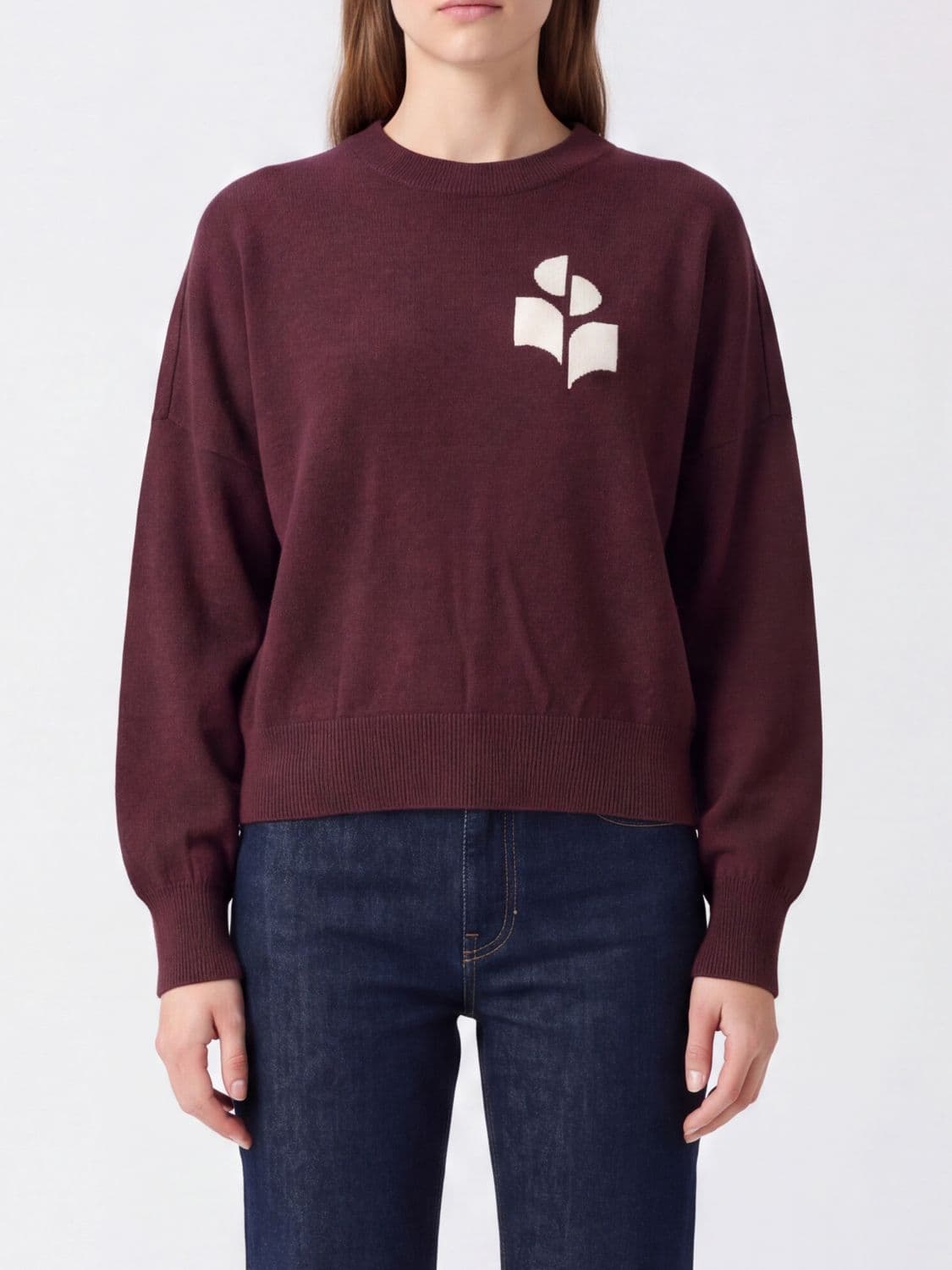 Isabel Marant Etoile Contrast Logo Cotton and Wool Crewneck Jumper
