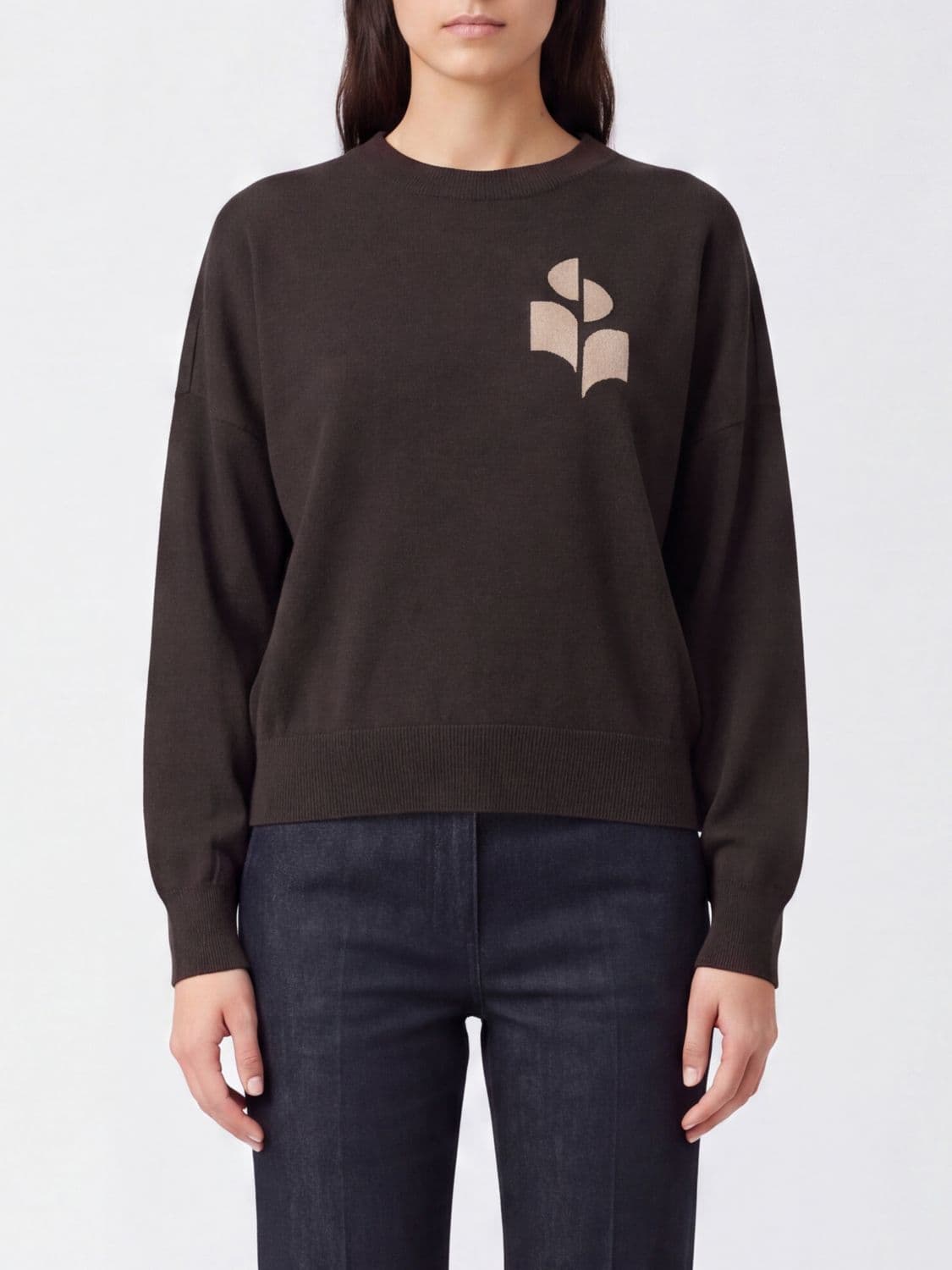 Isabel Marant Etoile Contrast Logo Cotton and Wool Crewneck Jumper