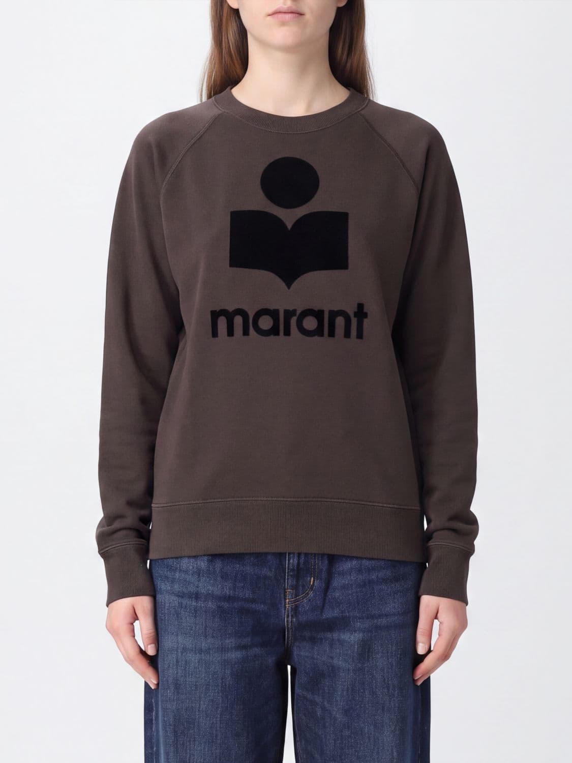 Isabel Marant Etoile Cotton-Blend Crewneck Sweatshirt with Flocked Logo