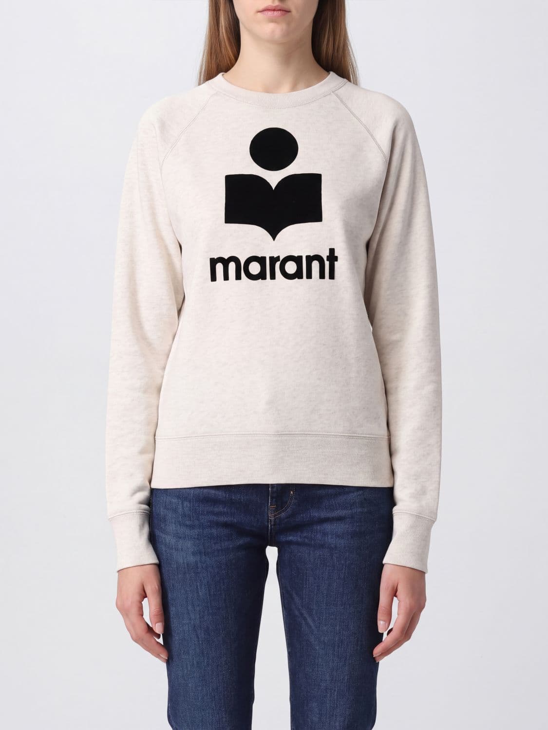 Isabel Marant Etoile Cotton-Blend Crewneck Sweatshirt with Flocked Logo