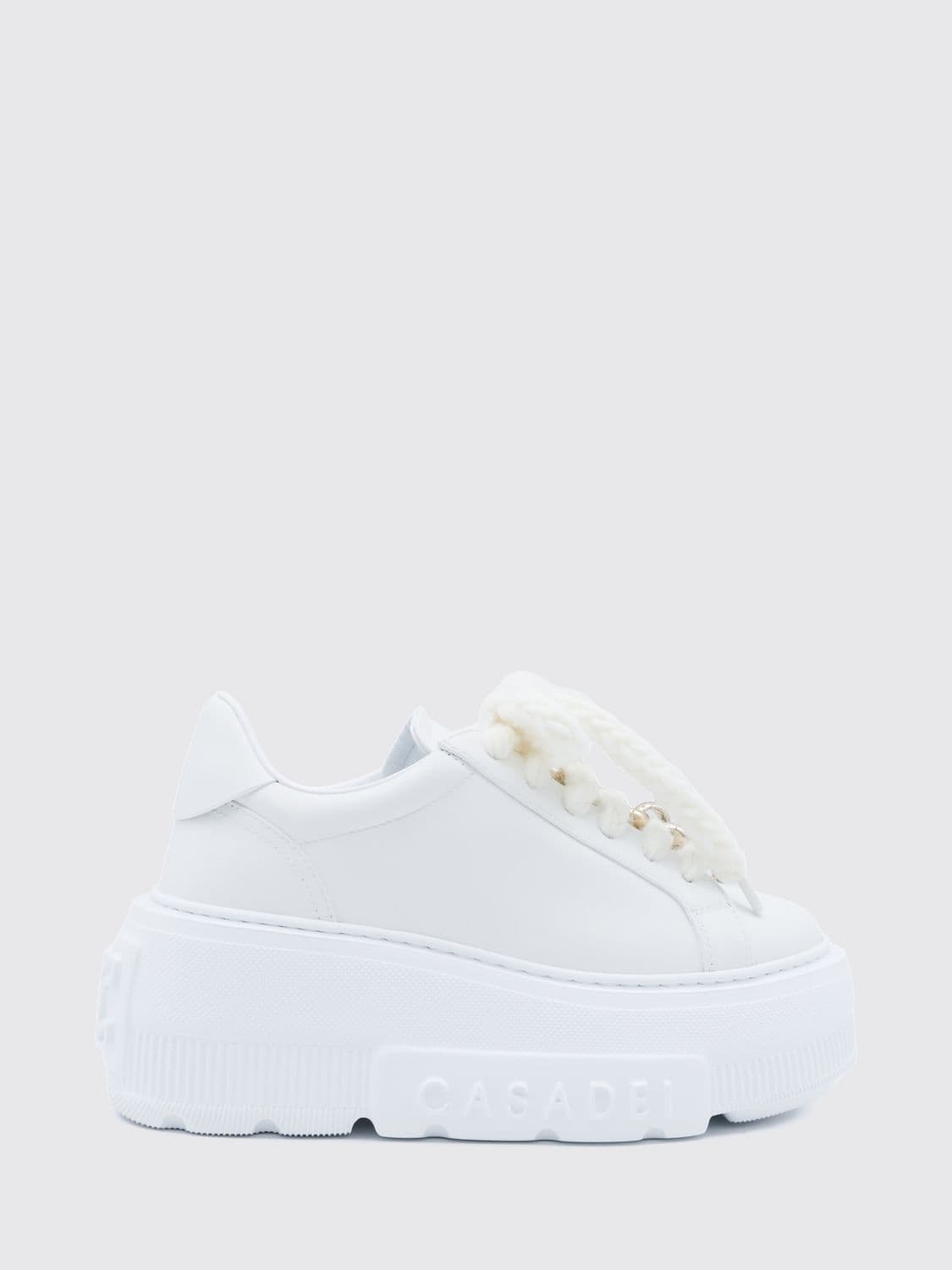 Casadei Nexus Leather Platform Sneakers with Floral Embroidery