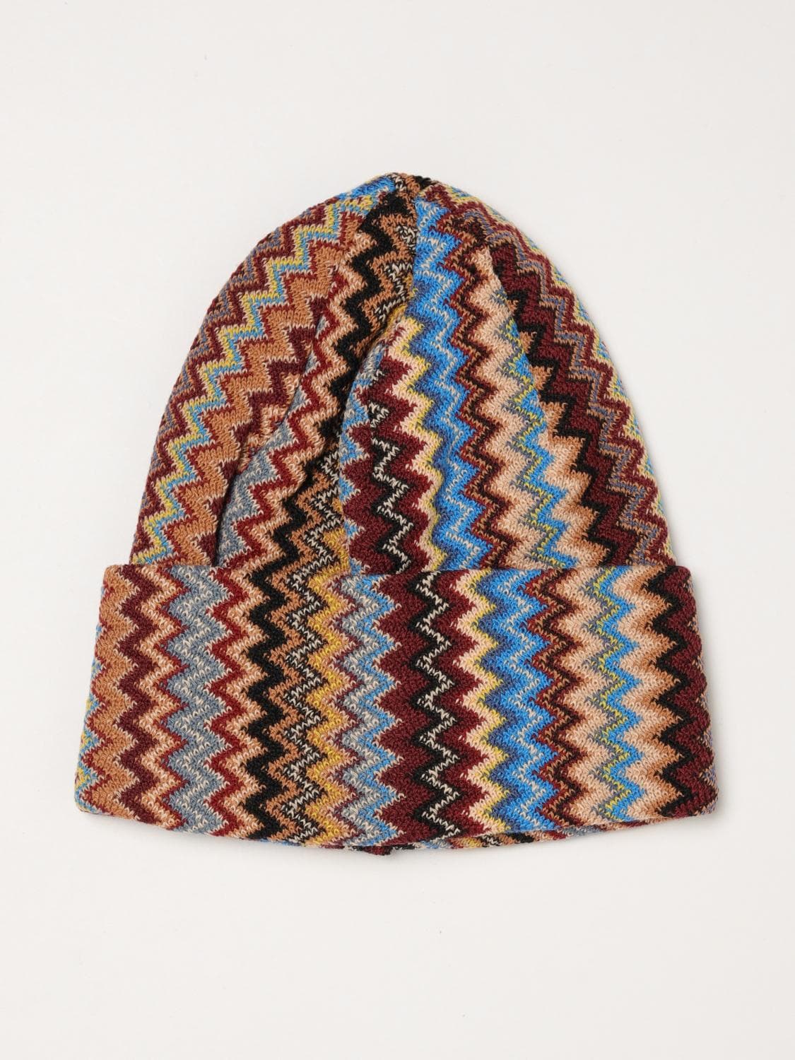Missoni Multicolour Zig-Zag Pattern Wool Blend Beanie Hat · OS