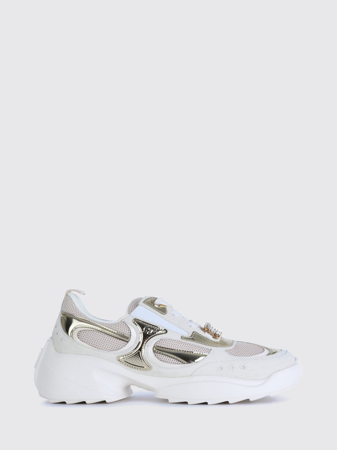 Roger Vivier Viv' On The Run Leather and Mesh Trainers with Jewelled Buckle