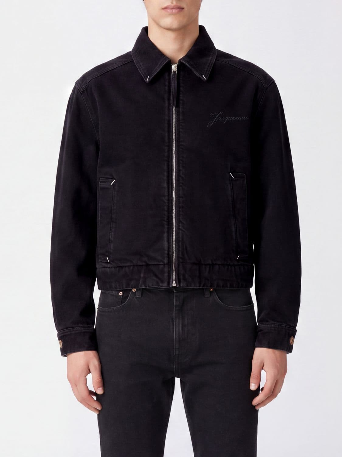 Jacquemus Cotton Denim Shirt Jacket with Zip Closure