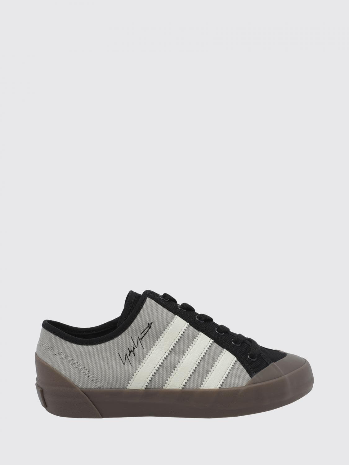 Y-3 Nisi Lo Low-Top Canvas Trainers with Contrast 3-Stripes Logo