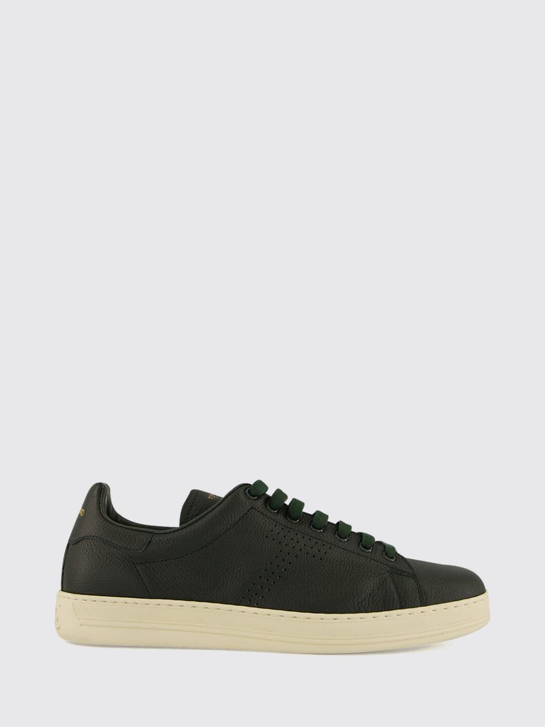 Tom Ford Grained Leather Low Top Sneakers with Perforated Monogram