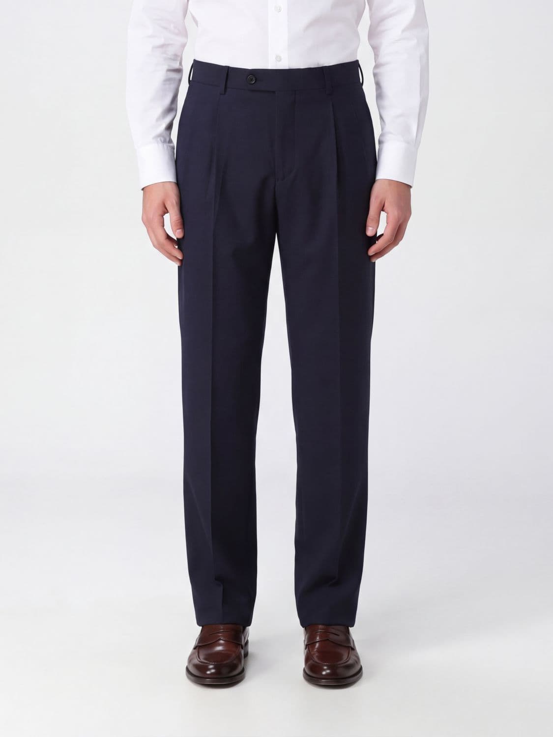 Giorgio Armani Straight-Leg Virgin Wool Tailored Trousers with Pleats