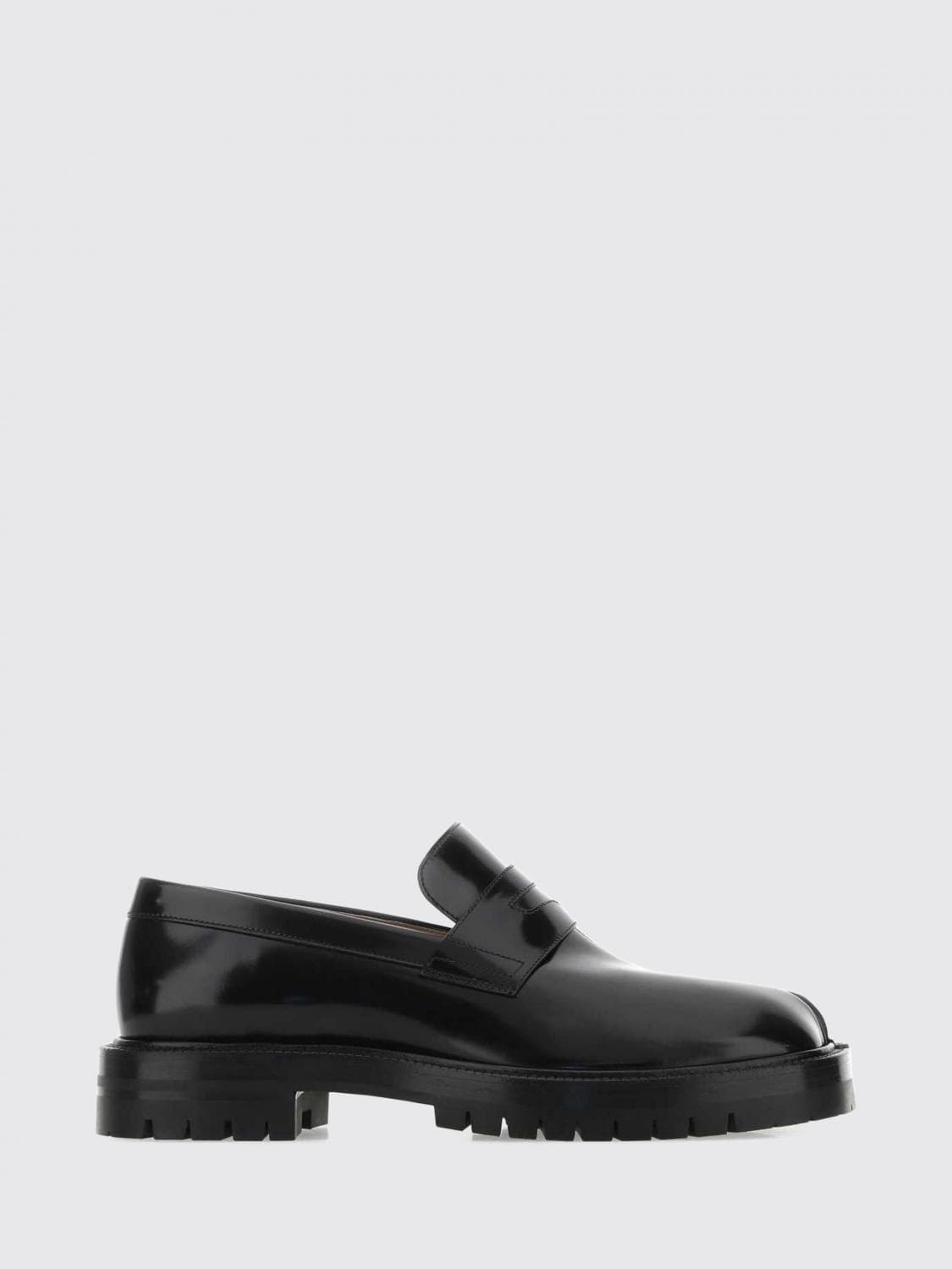 Maison Margiela Tabi Brushed Leather Penny Loafers with Notched Sole