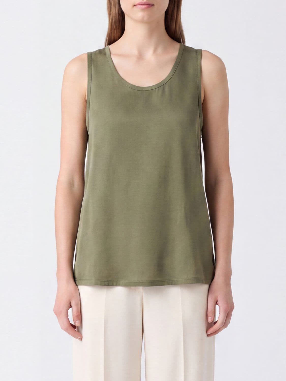 Michael Kors Off-the-Shoulder Crêpe Top with a U-Neckline