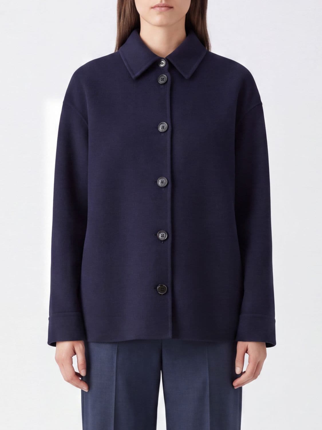 Aspesi Single-Breasted Short Wool Coat with Classic Lapel Collar