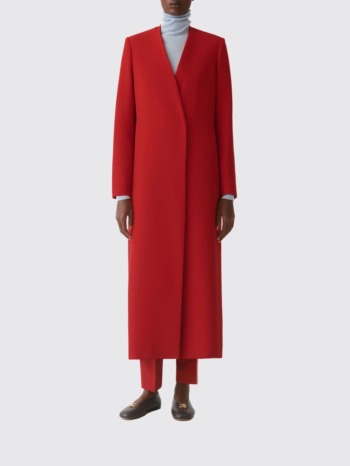 Fabiana Filippi Single-Breasted Long Coat in Viscose Blend with Concealed Closure · 40