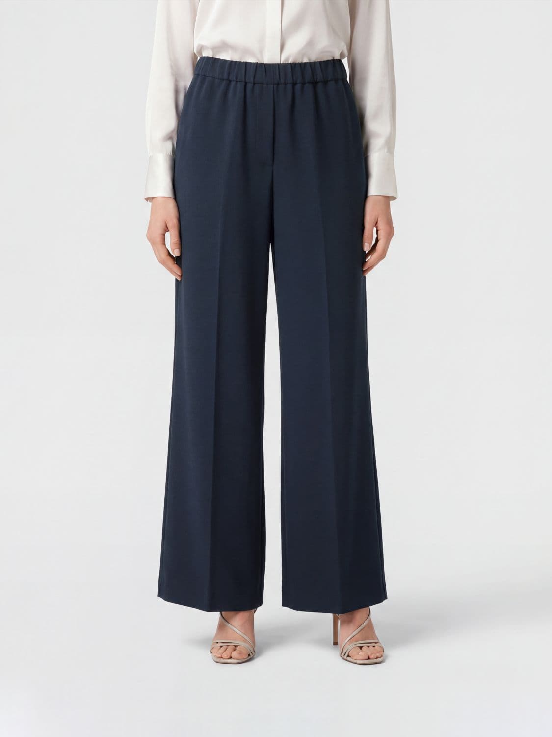 Aspesi Wide Leg Crêpe Trousers with Elasticated Waist