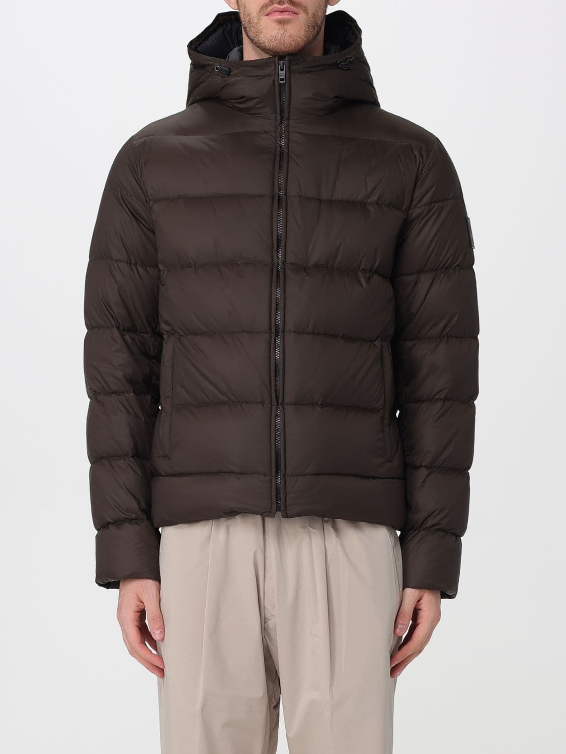 Fay Hooded Quilted Nylon Short Puffer Jacket with Zip Closure