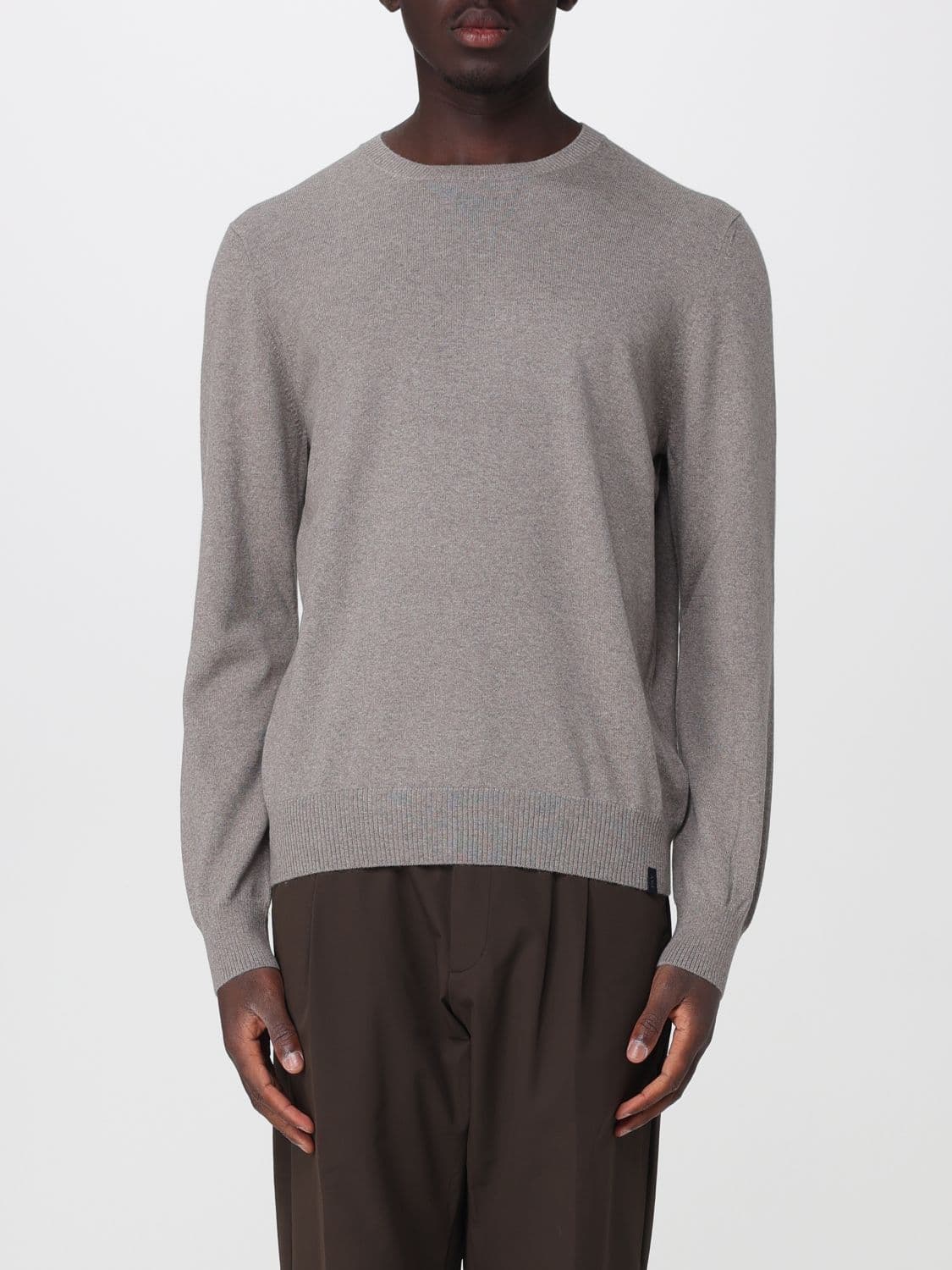 Fay Pure Merino Wool Crewneck Jumper with Ribbed Trims