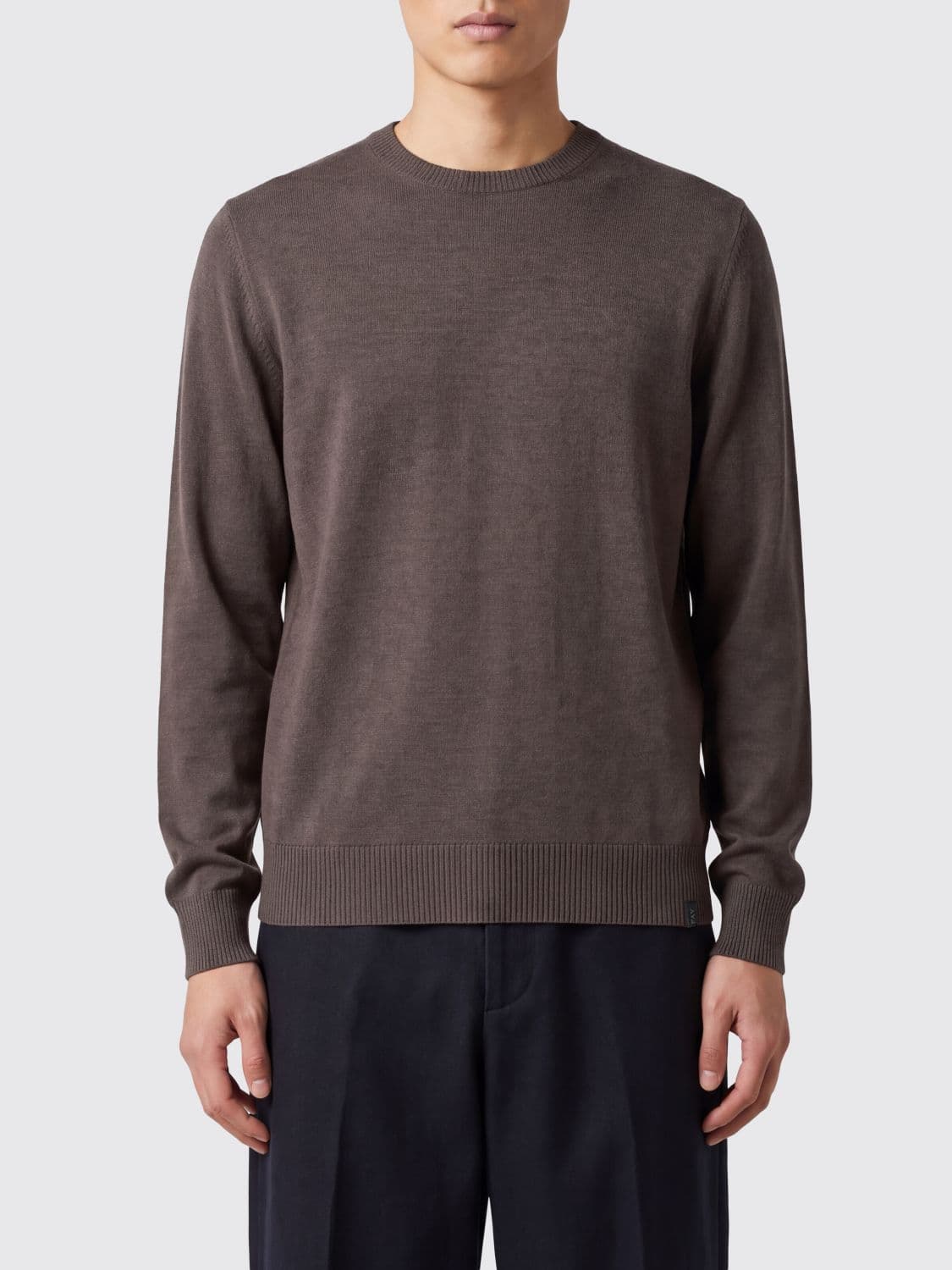 Fay Pure Merino Wool Crewneck Jumper with Ribbed Trims