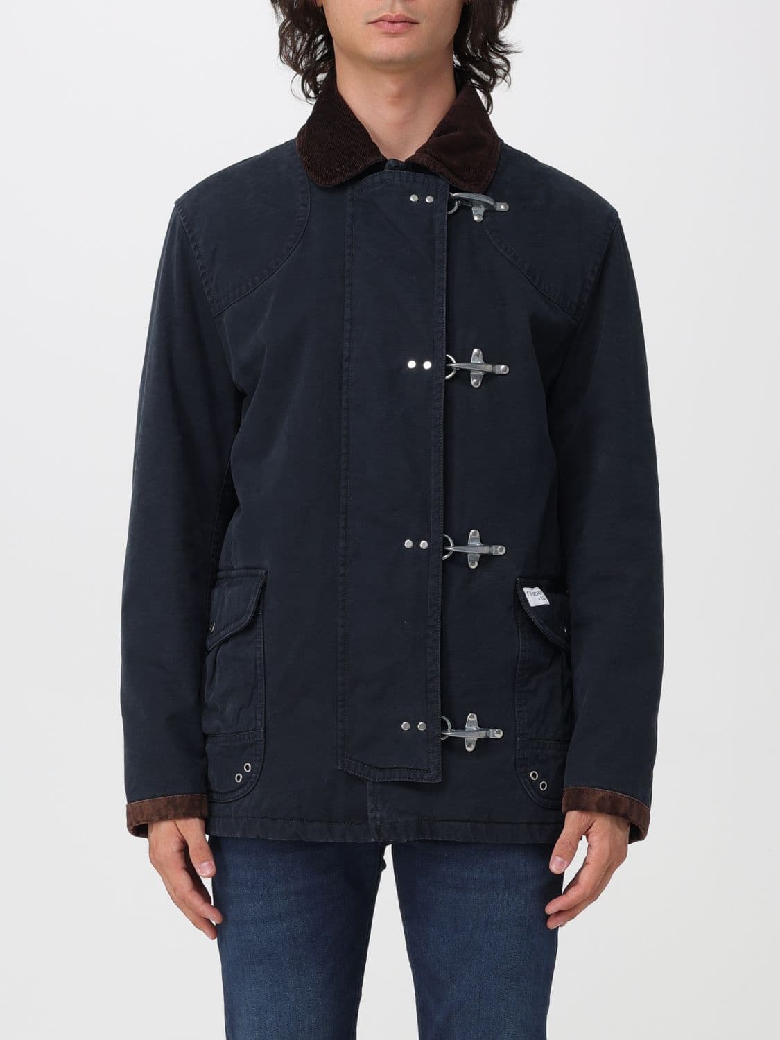 Fay 4 Ganci Cotton Jacket with Velvet Collar and Patch Pockets