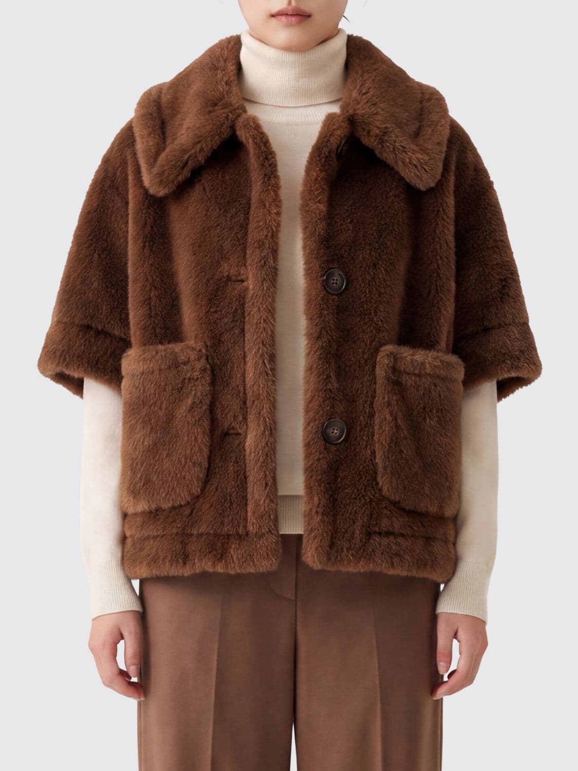 Max Mara Short Camel Fur Jacket with Classic Collar