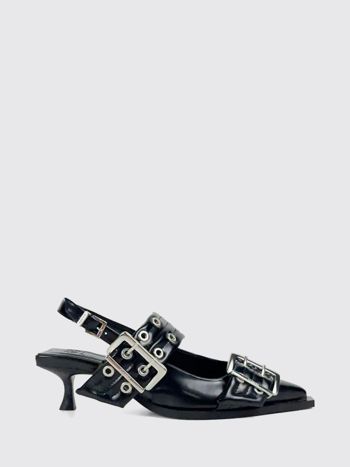 Ganni Pointed Slingback Court Shoes with Metal Eyelets and a Medium Stiletto Heel