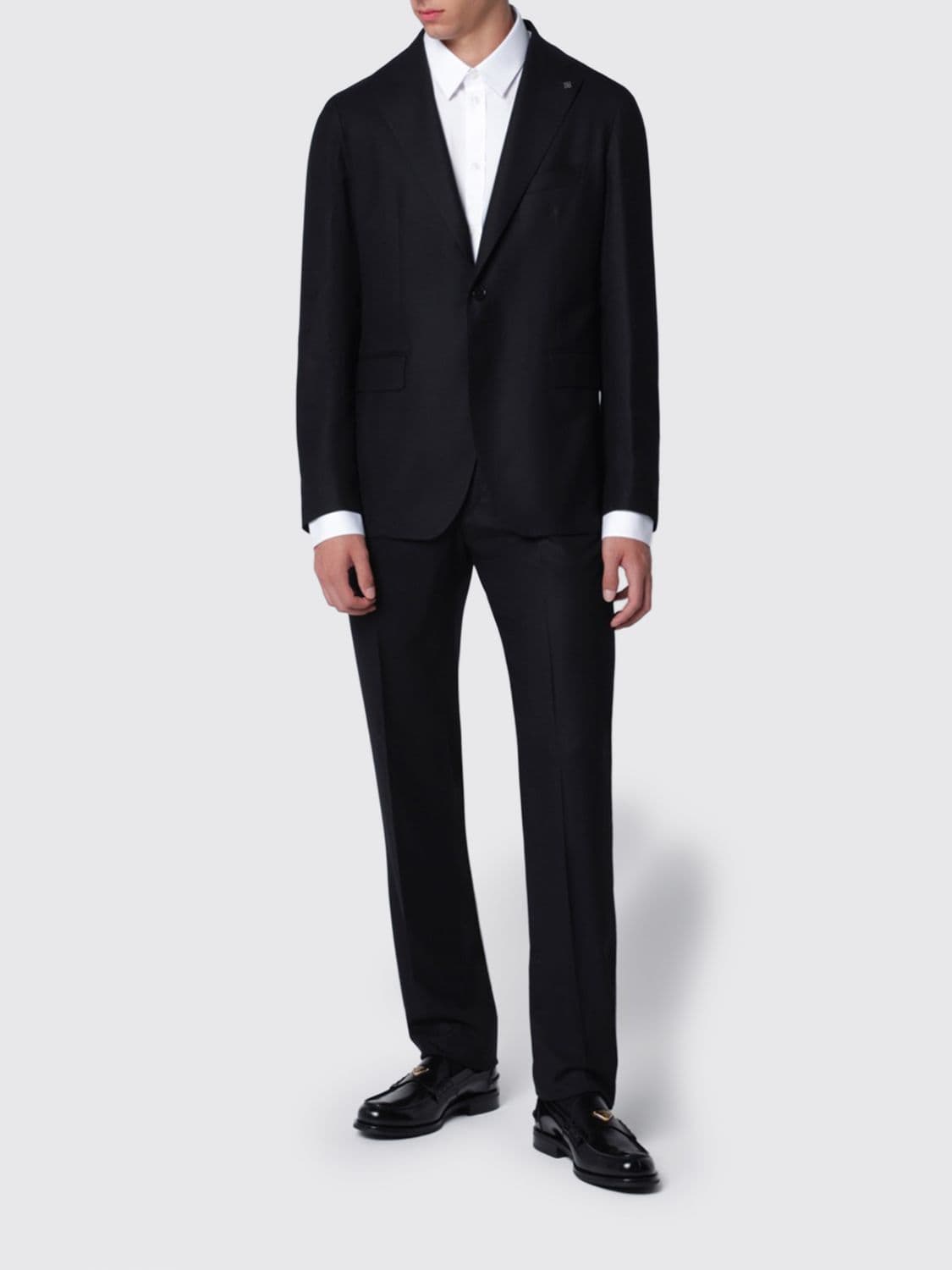 Tagliatore Single-Breasted Suit in Pure Virgin Wool with One-Button Jacket