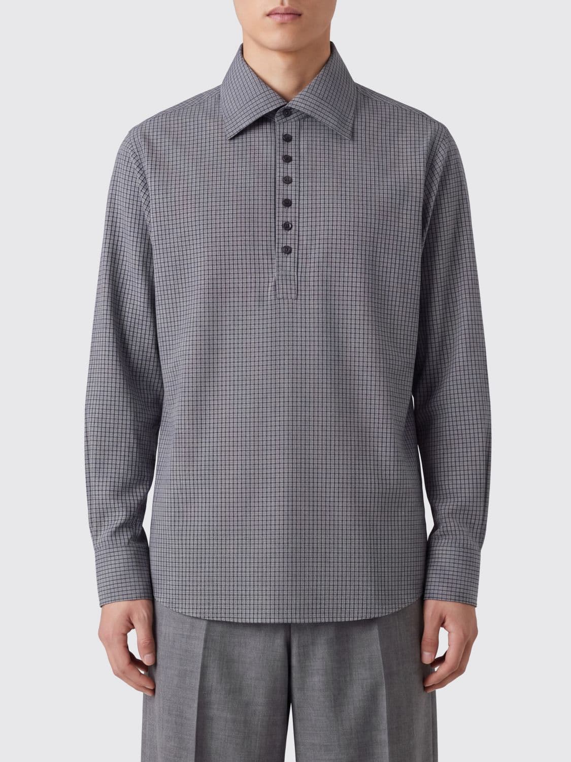 Dries Van Noten Vichy Cotton Shirt with French Collar