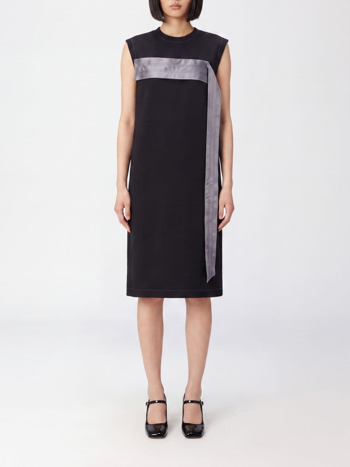Marni Sleeveless Mini Sheath Dress in Viscose and Silk with Satin Bands