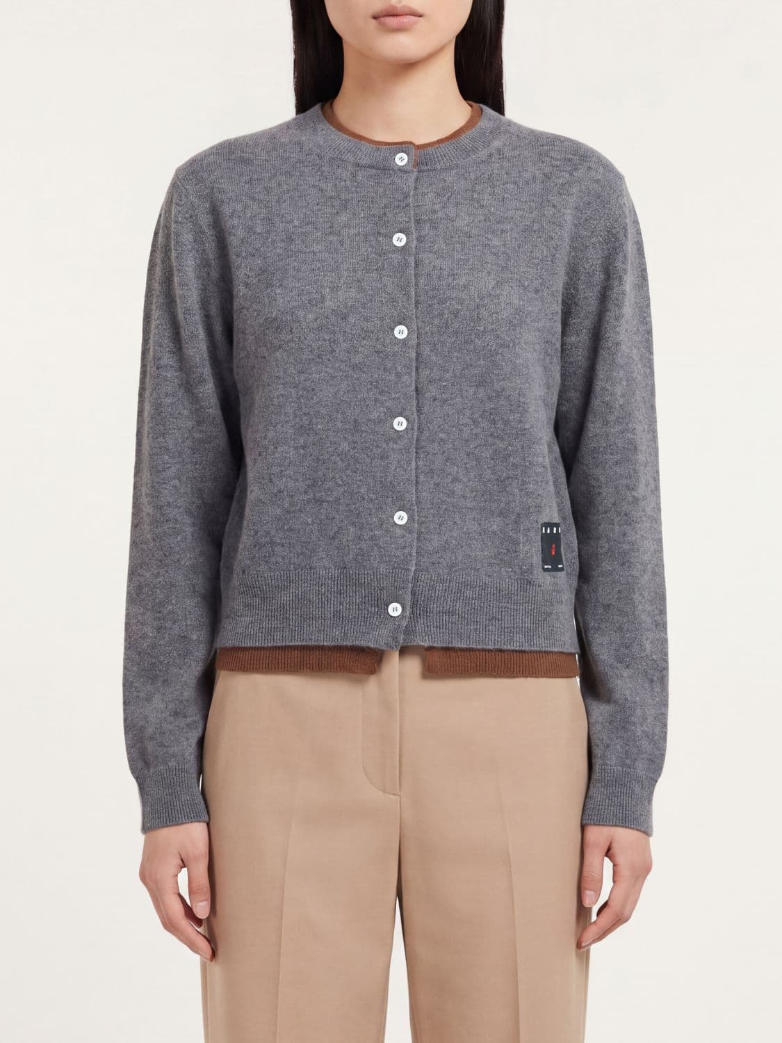 Marni Crewneck Cardigan in 100% Cashmere with Button Closure