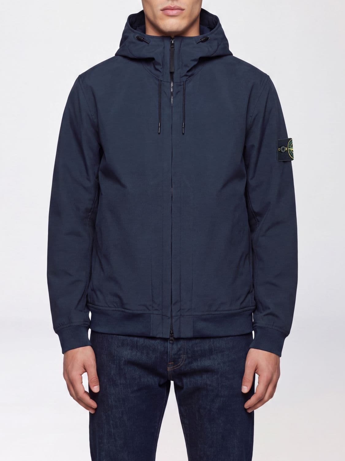 Stone Island Shell Hooded Windbreaker in Soft Shell-R Fabric