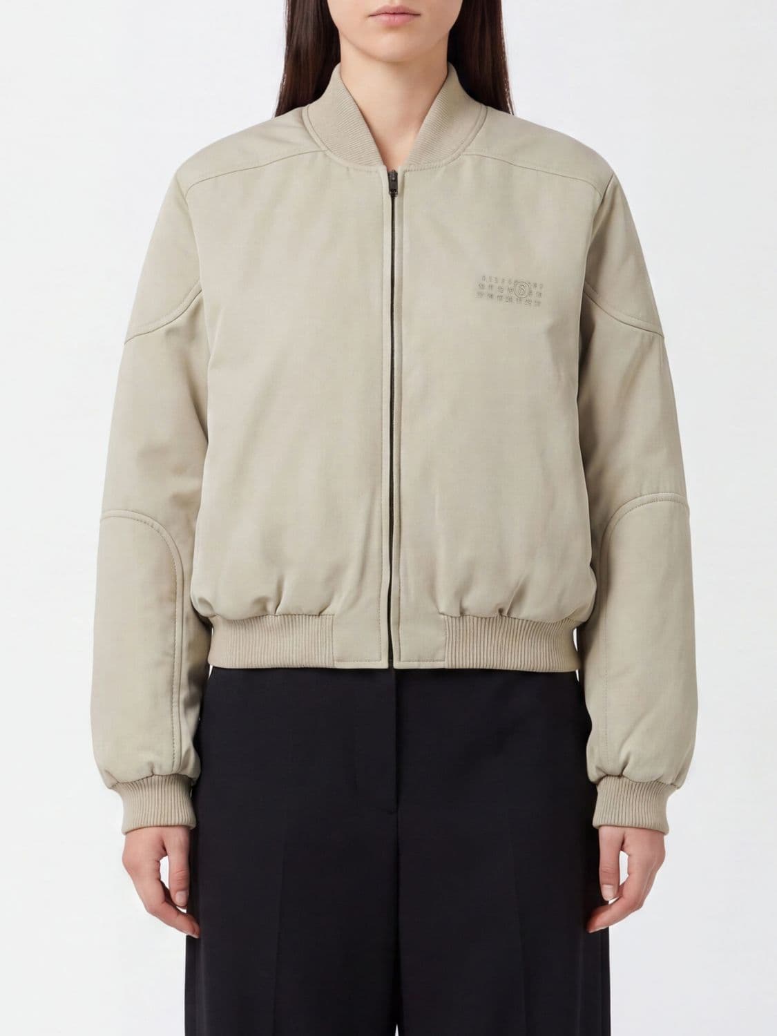 Mm6 Maison Margiela Cropped Cotton Twill Bomber Jacket with Logo · 40